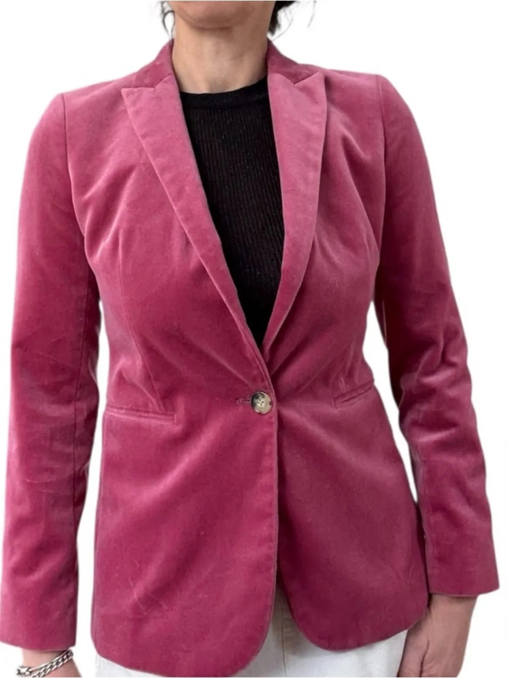 J. Crew Parke Women’s Rose Pink Velvet Single-Button Blazer